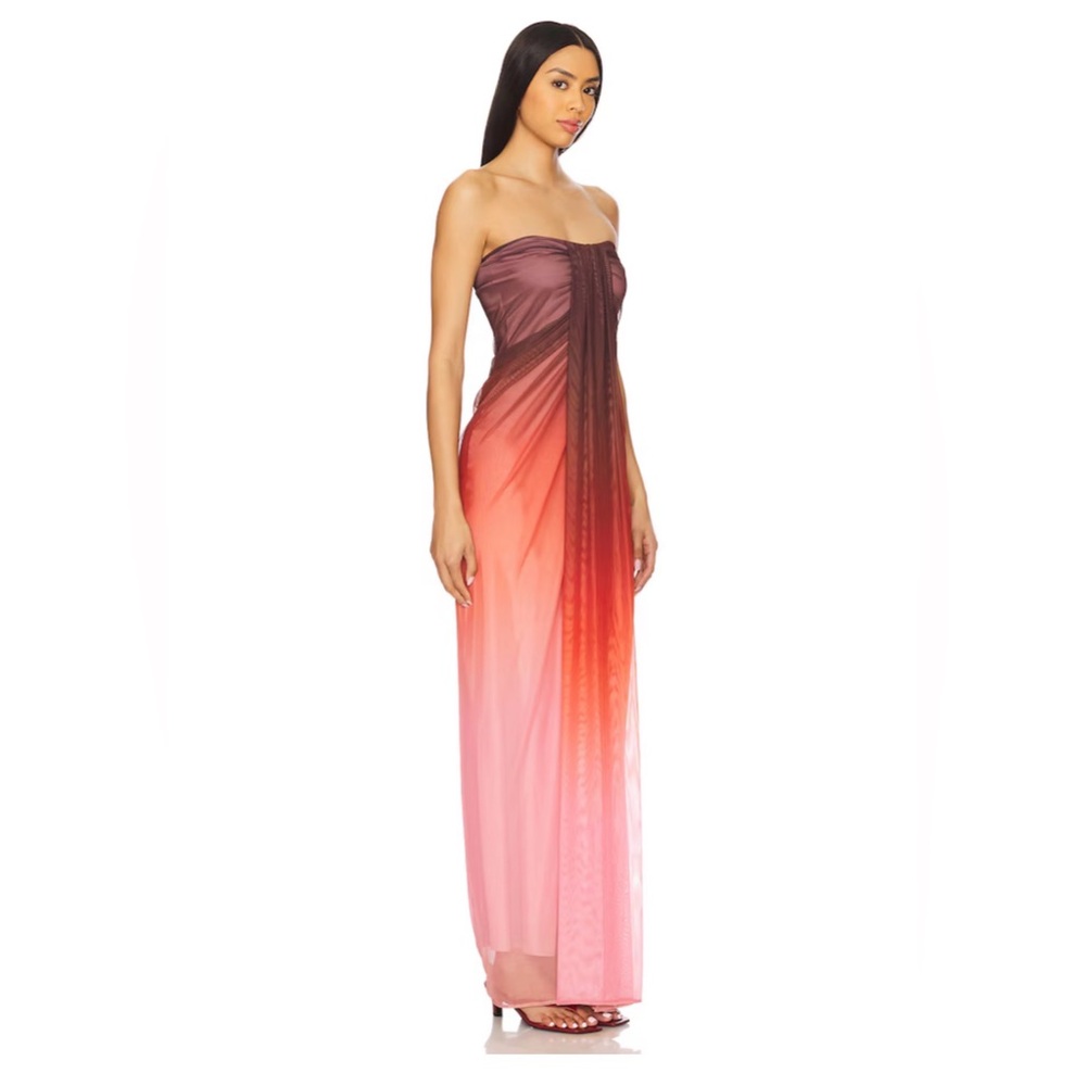 Baobab Collection Strapless Ombre Pink to Burgundy Maxi Dress